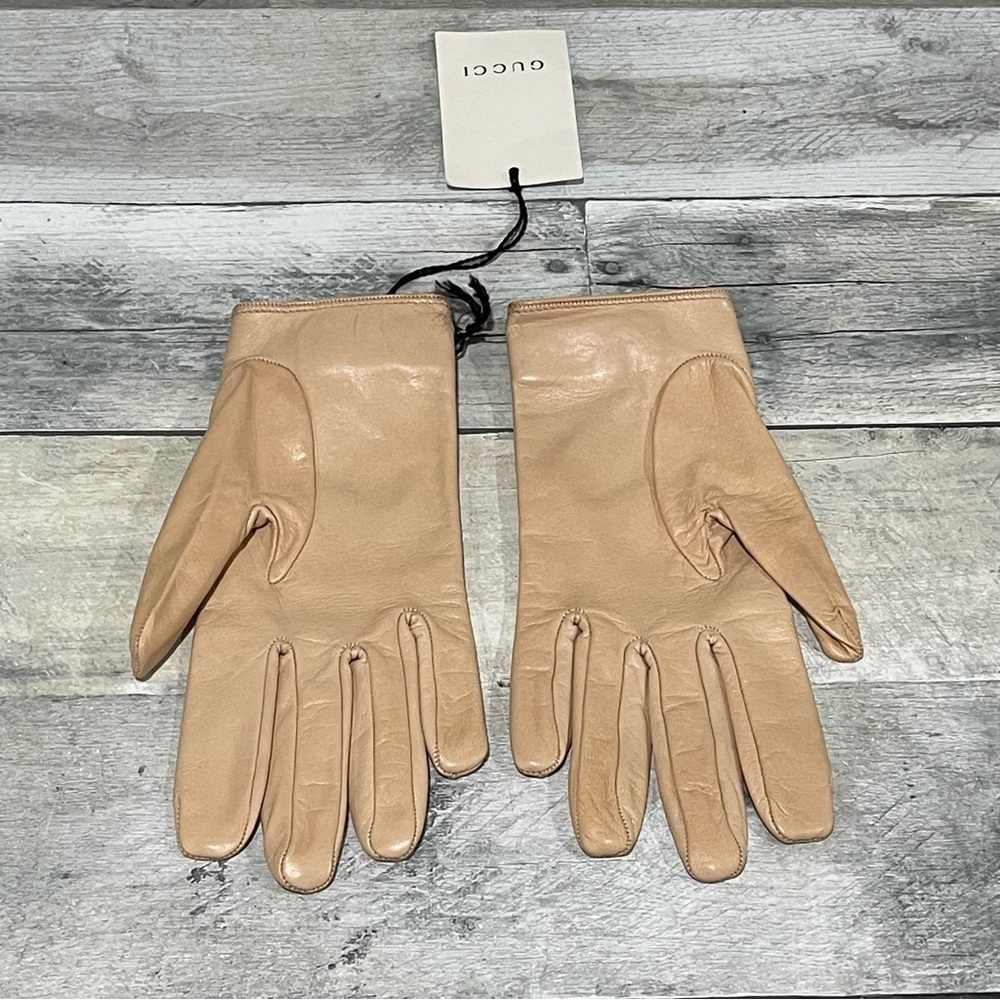GUCCI Gloves With Cat in Nappa leather -  Pale Pink -Sz - Medium - Picture 2 of 6